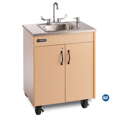 Ozark River Mfg Lil' Premier Maple Child Height Hot & Cold Water Portable Sink w/Stainless Top CHSTM-SS-SS1N